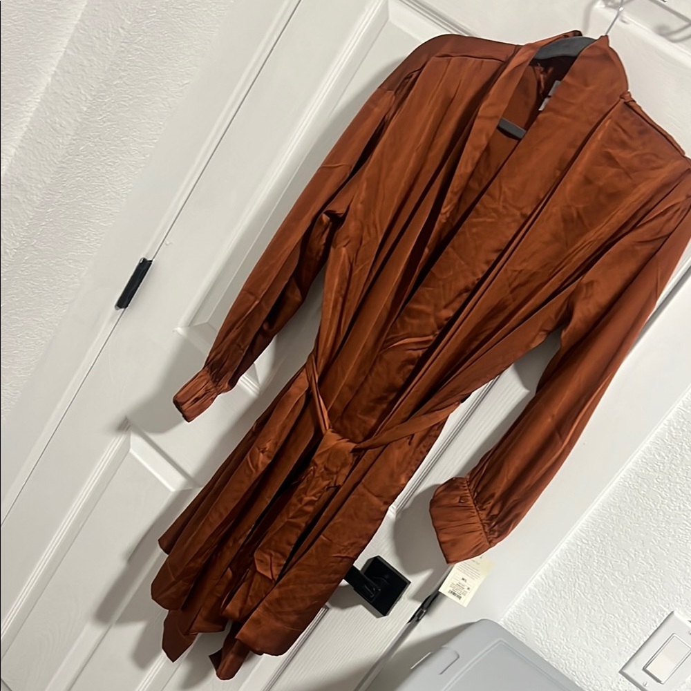 Chic Rust Orange Long Sleeve Robe